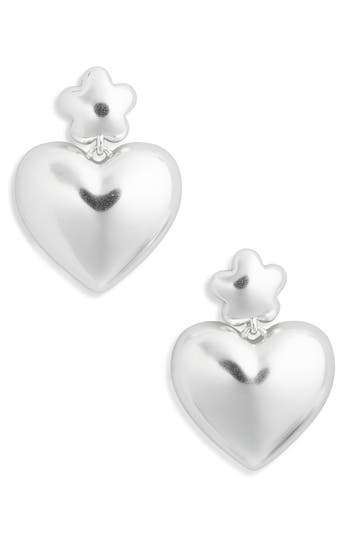 Madewell Puffy Heart Statement Earrings In Light Silver Ox