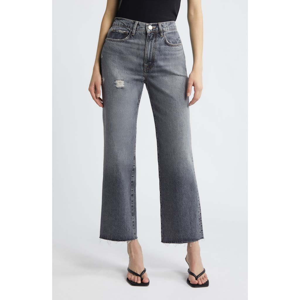 Frame Le Jane Raw Hem High Waist Ankle Wide Leg Jeans In Zurich In Zurich