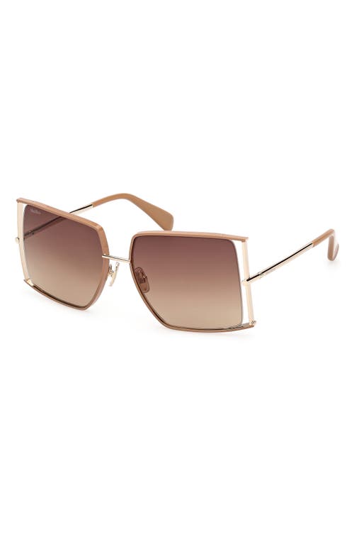Max Mara Menton 59mm Cat Eye Sunglasses In Gold/camel Brown/grad Brown