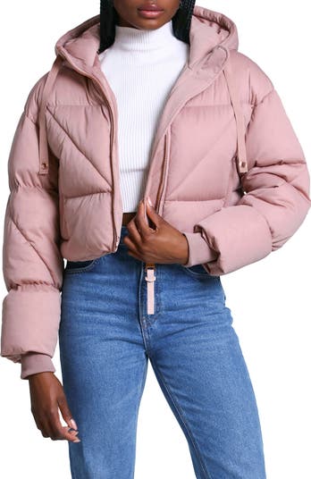 ASOS Design Cropped Padded Jacket in Baby Blue