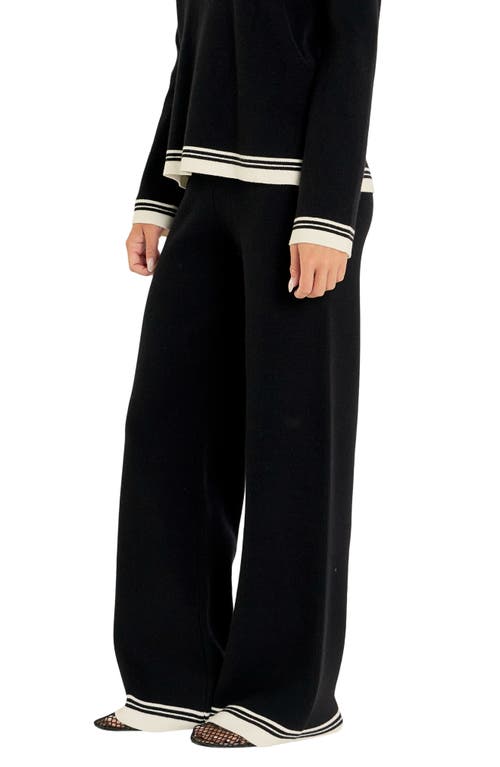 ENGLISH FACTORY ENGLISH FACTORY CONTRAST STRIPE WIDE LEG KNIT PANTS