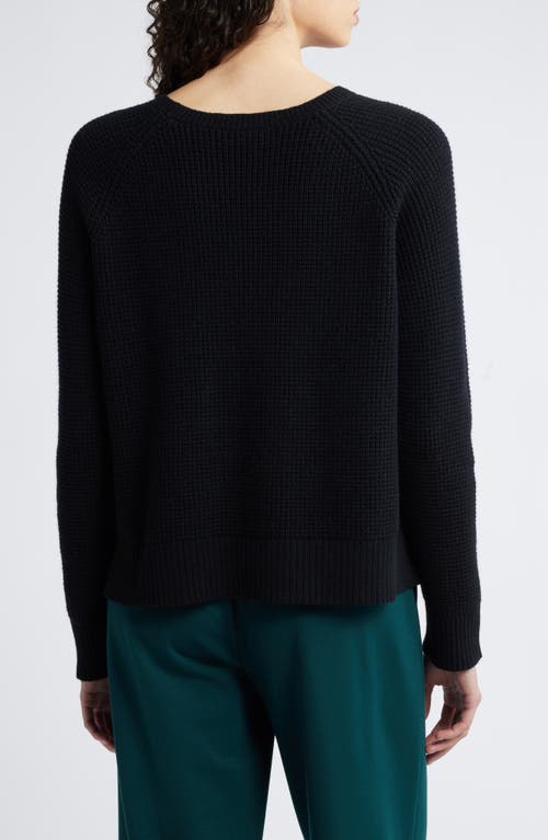 Eileen Fisher Raglan Sleeve Crewneck Sweater In Black