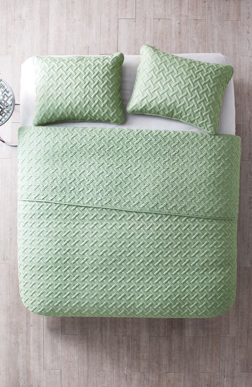 Vcny Home Nina Embossed Basketweave Quilt Set In Green