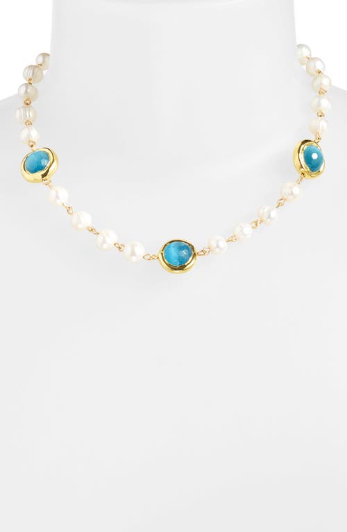 Shop Karine Sultan Crystal Station Cultured Pearl Necklace In Gold