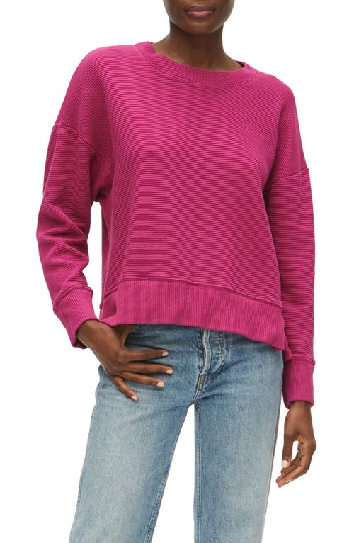 Michael Stars Becca Rib Cotton Sweatshirt in Fuchsia
