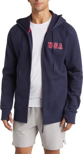 x The Boys in the Boat USA Appliqué Cotton Graphic Zip-Up Hoodie