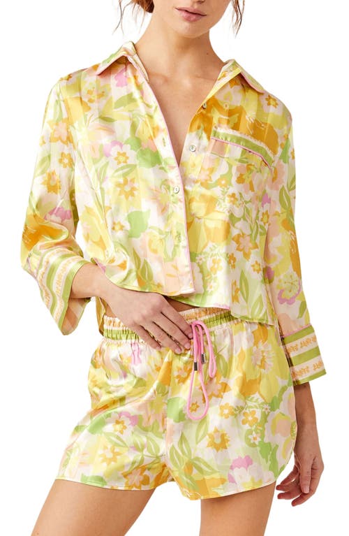 Free People Pillow Talk Satin Short Crop Pajamas Combo at Nordstrom,