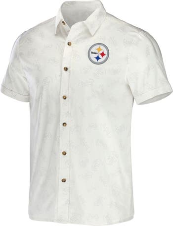 NFL X DARIUS RUCKER Men's NFL x Darius Rucker Collection by Fanatics White Pittsburgh  Steelers Woven Button-Up T-Shirt