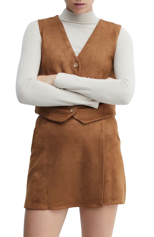 MANGO Faux Suede Vest Cognac at Nordstrom,