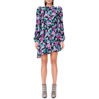 Afrm Parker Ruffle Back Cutout Long Sleeve Dress, Black
