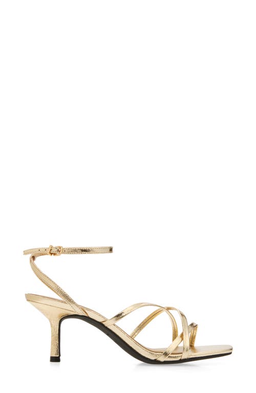 Open Edit Remington Ankle Strap Sandal In Gold Metallic