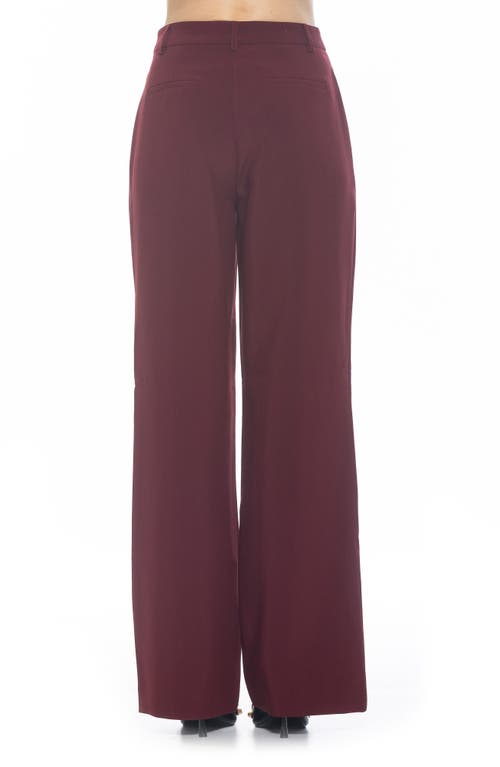 Alexia Admor Ellie Pleated Wide Leg Pants In Burgundy