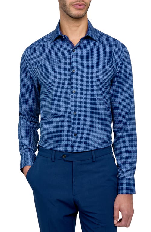 Shop Wrk W.r.k Slim Fit Geometric Print Recycled Performance Stretch Dress Shirt In Navy