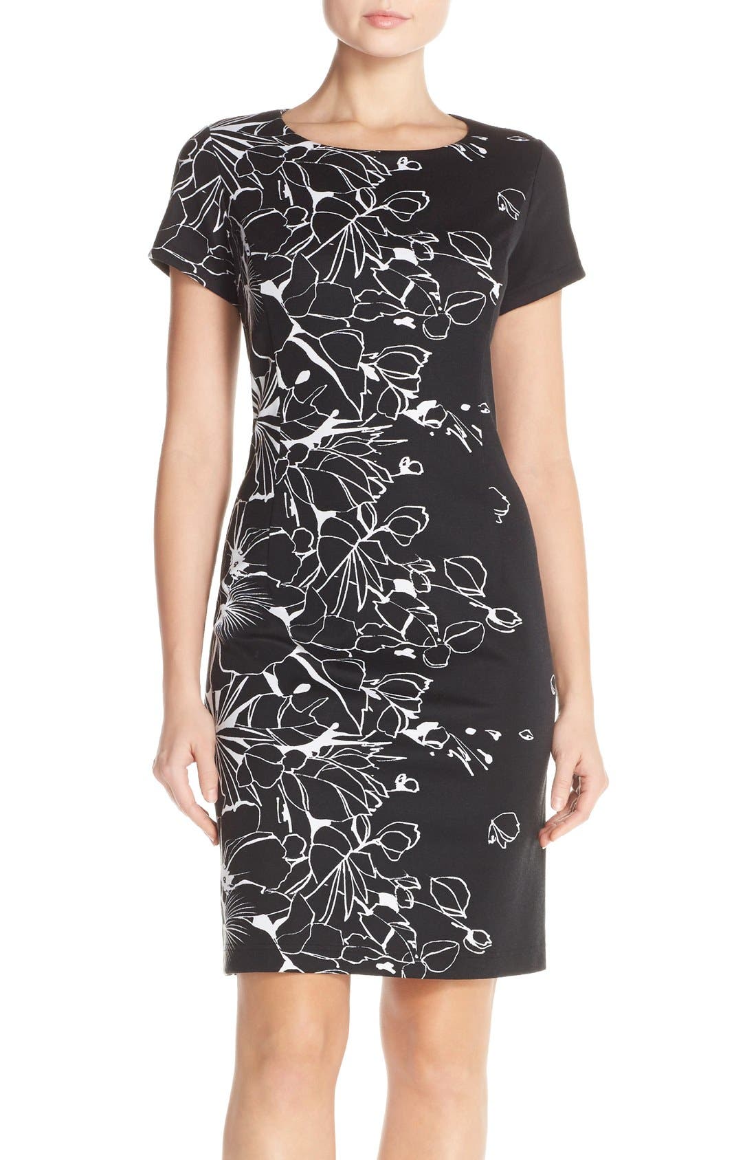 Ellen Tracy Floral Knit Sheath Dress (Regular & Petite) Nordstrom