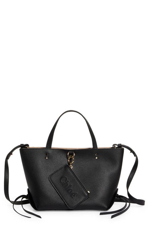 Chloé Small Sense Leather East/West Crossbody Tote in 001 Black