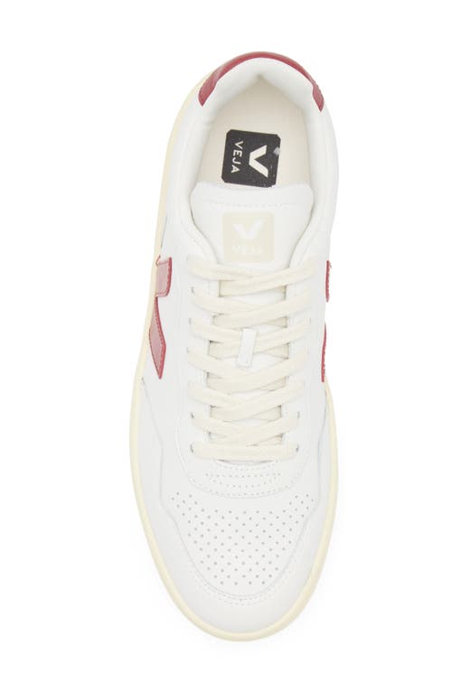 Veja V-90 Leather Sneakers In Extra-white Marsala