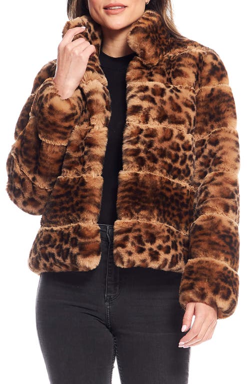 Posh Quilted Faux Fur Jacket in Cheetah Brown