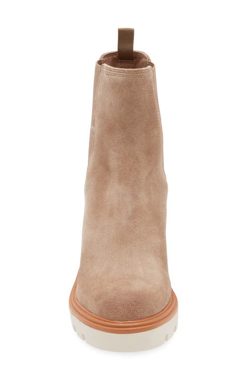 Chocolat Blu Ferra Platform Chelsea Boot In Latte Suede