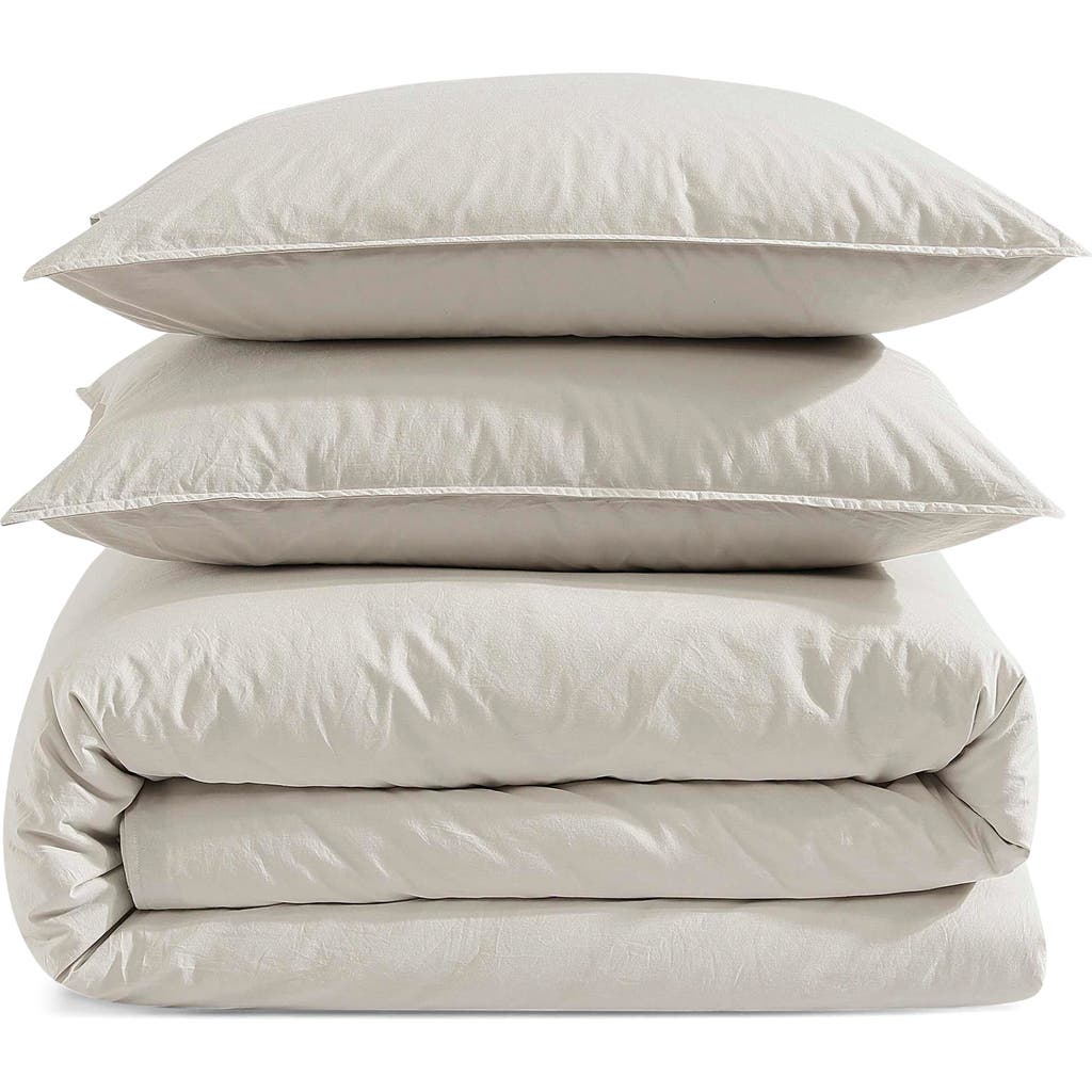 Calvin Klein Washed Percale Duvet & Shams Set In Beige/tan