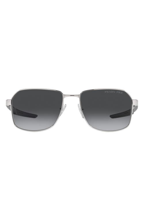 Prada Linea Rossa 57mm Polarized Gradient Rectangular Sunglasses in Silver at Nordstrom