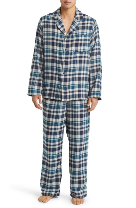 Shop Nordstrom Plaid Flannel Pajamas In Blue Ceramic Tartan Plaid