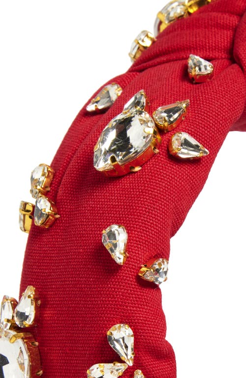 Lele Sadoughi Embellished Knotted Headband In Radish Red