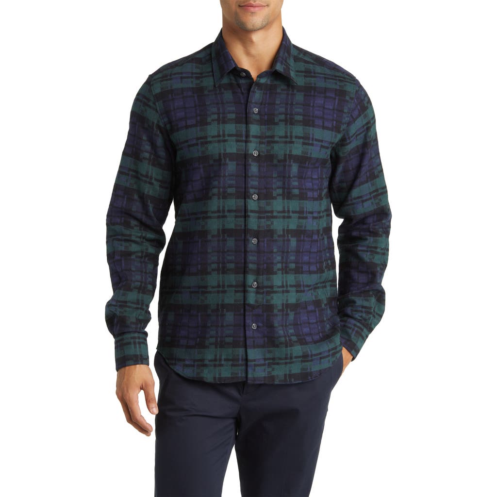 Peregrine Farley Plaid Brushed Cotton Button-up Shirt In Green
