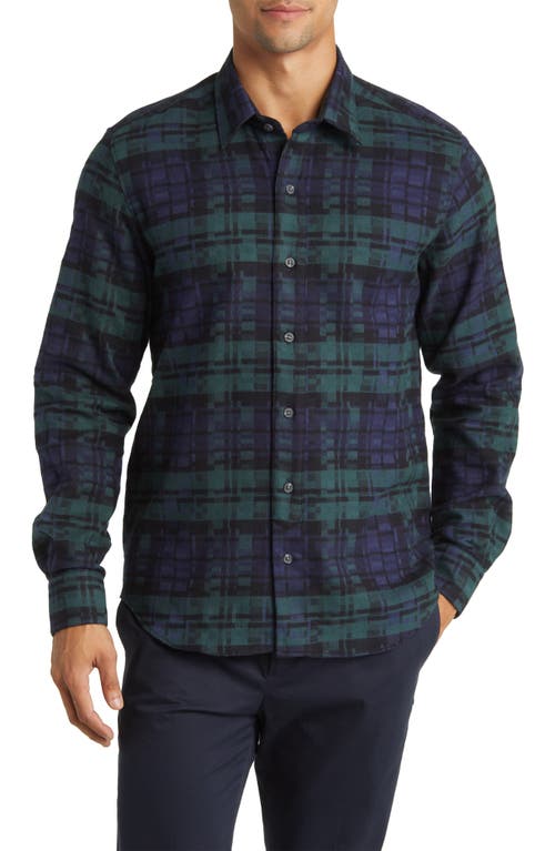 Farley Plaid Brushed Cotton Button-Up Shirt in Worksop
