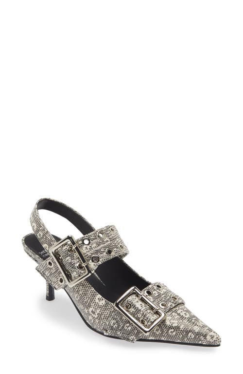 Jeffrey Campbell Timely Pointed Toe Slingback Pump Black White Lizard at Nordstrom,