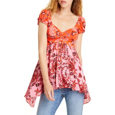 Free People La Bamba Babydoll Top, Coral