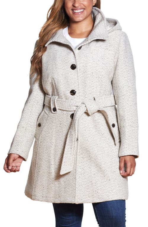Belted Hooded Coat in Oatmeal