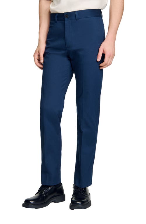 Shop Sandro Straight-leg Chinos In Dark Navy