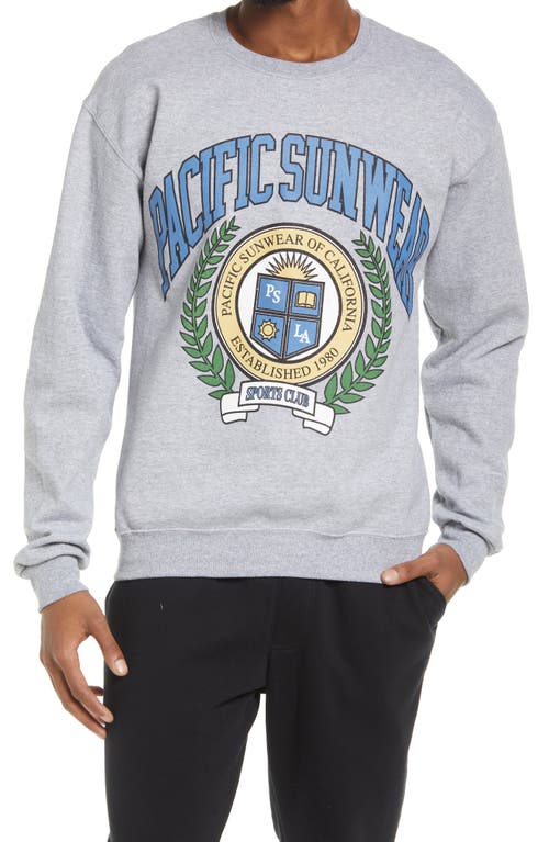 PacSun Men's Collegiate Graphic Crewneck Sweatshirt in Heather Grey