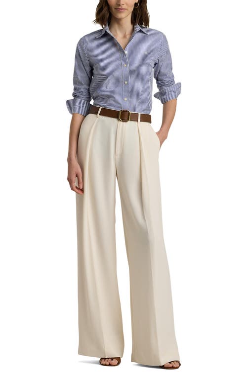 Ralph Lauren Lauren Stripe Easy Care Cotton Shirt In Blue/white