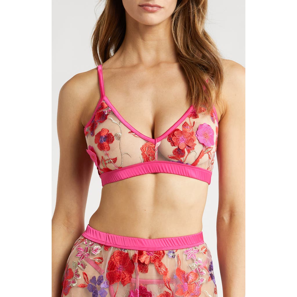 Kilo Brava Floral Embroidered Bralette In Mixed Berry