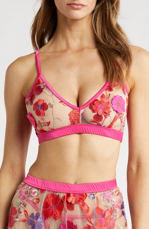Floral Embroidered Bralette in Mixed Berry