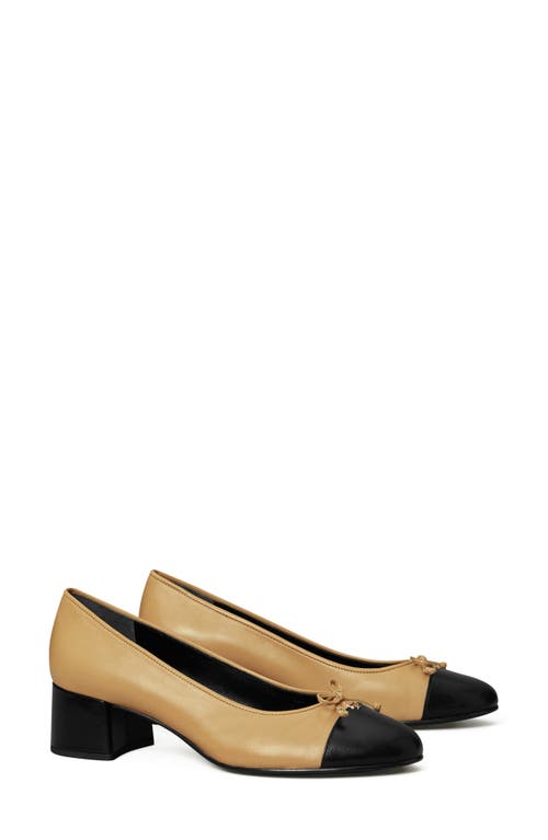 Shop Tory Burch Cap Toe Pump In Ginger Shortbread/black