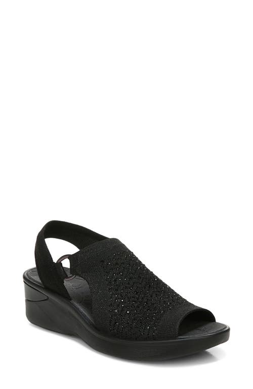 Shop Bzees Star Bright Knit Wedge Sandal In Black/black Engineered Knit