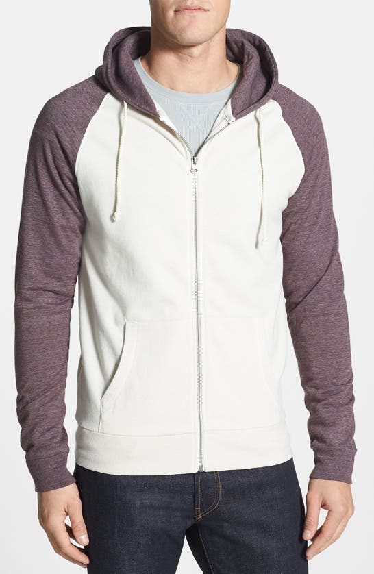 Shop Threads 4 Thought Threads For Thought Raglan Hoodie In Oatmeal/ Wineberry