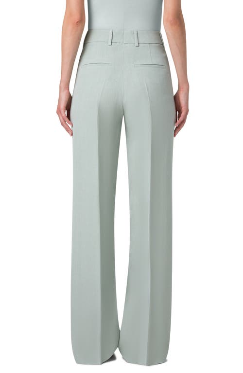 Shop Akris Fior Chambray Pants<br> In Stone Blue