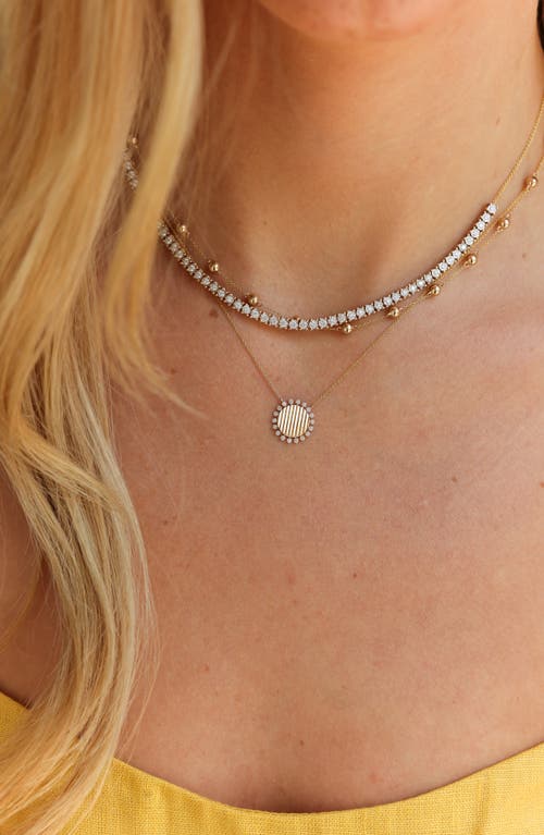 Dana Rebecca Designs Diamond Fluted Starburst Pendant Necklace In Yellow Gold