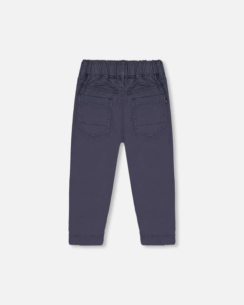 Shop Deux Par Deux Baby Boy's Stretch Twill Pleated Knee Jogger Pants Dark Grey In Folkstone Grey