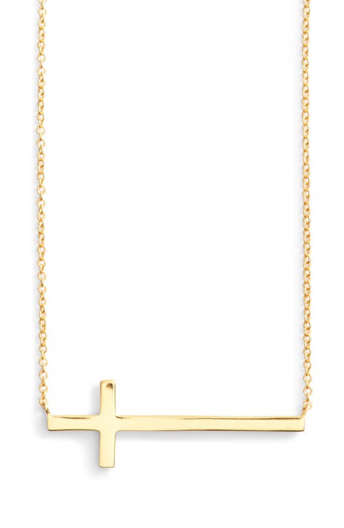 Argento Vivo Modern Sideways Cross Pendant Necklace in Gold