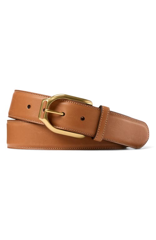 Ralph Lauren Purple Label Welington Calfskin Leather Belt in Brown Gold 