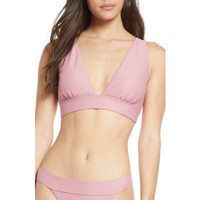 Chelsea28 Textured Plunge Bikini Top, Pink