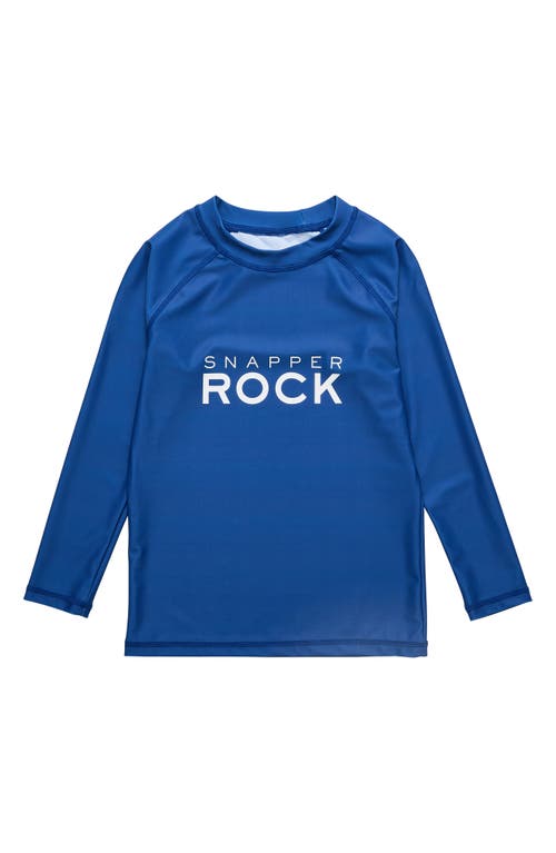 Snapper Rock Kids' Logo Long Sleeve Rashguard Top Blue at Nordstrom,