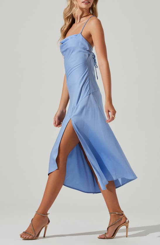 Shop Astr The Label Gaia Cowl Neck Satin Dress In Periwinkle