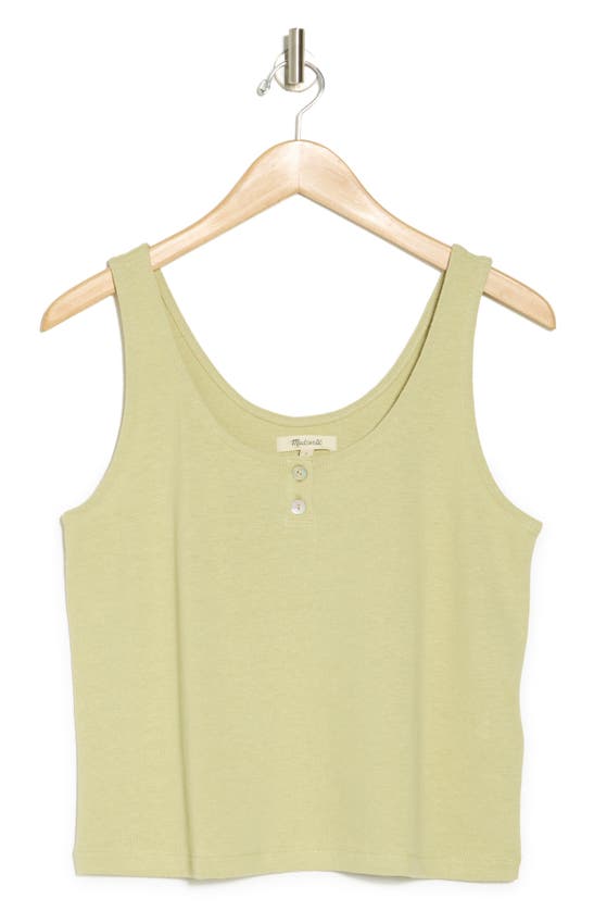 Shop Madewell Pointelle Henley Tank In Pale Lichen