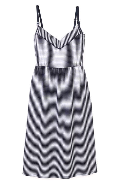 Petite Plume Luxe Pima Cotton Jersey Maternity/Nursing Nightgown Navy at Nordstrom,