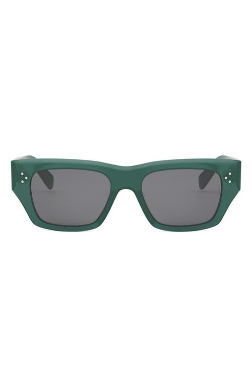 Celine Bold 3 Dots 53mm Geometric Sunglasses In Shiny Dark Green/smoke